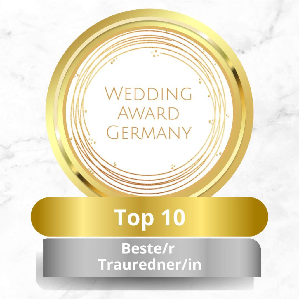MIT LIEBE GETRAUT wurde ausgezeichnet mit dem Award der Top 10 unter der Traurednern in Deutschland